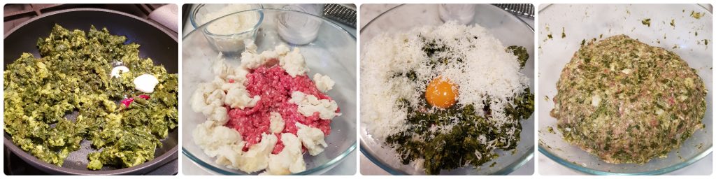 almôndegas com folhas de nabo ao forno