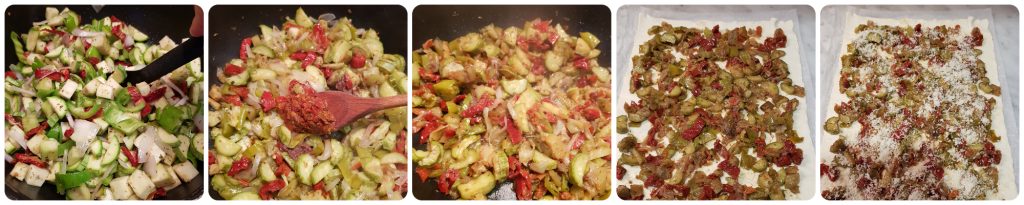 rolinhos de massa folhada com legumes