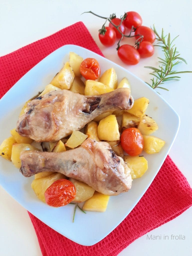 Frango assado com Batatas e Tomatinhos