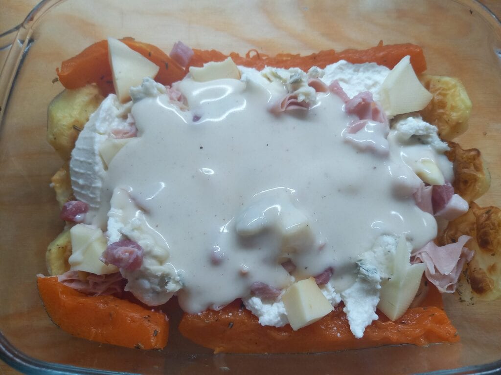 Torta de abóbora e batatas