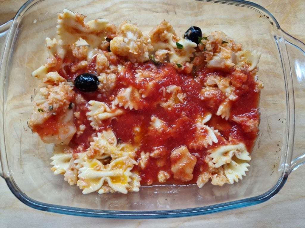 Macarrão de forno com couve-flor