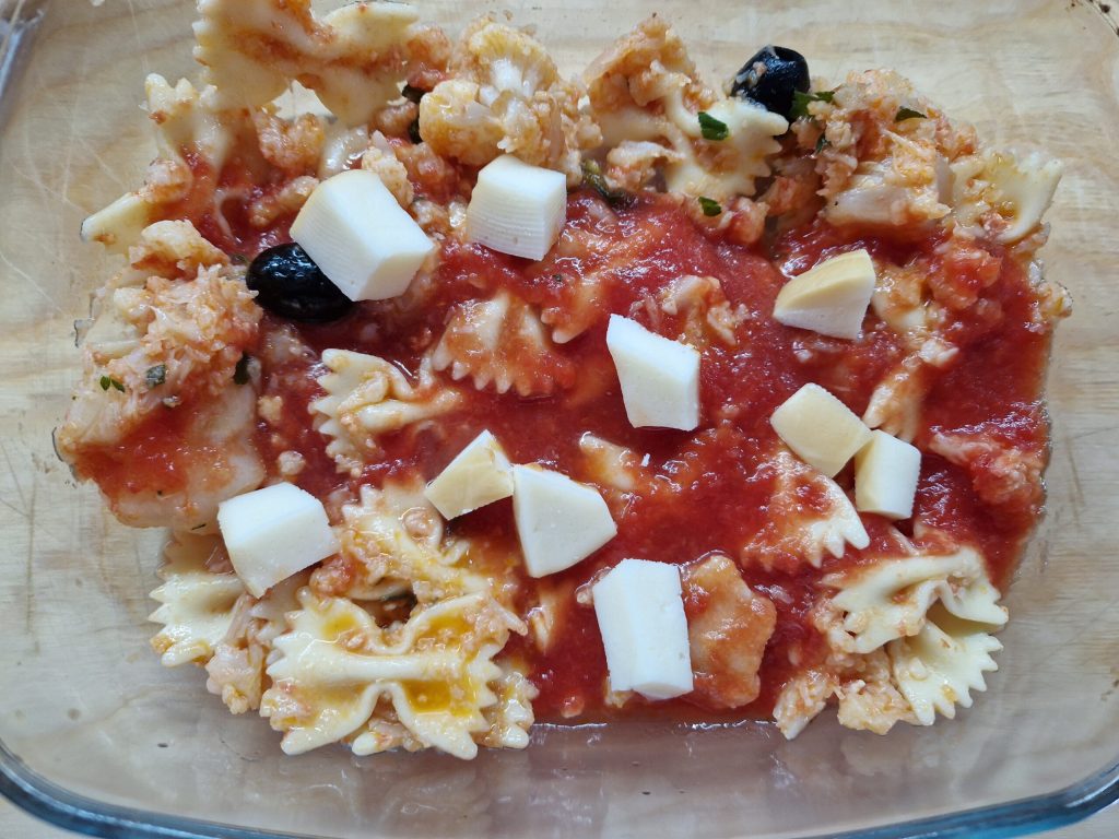 Macarrão de forno com couve-flor