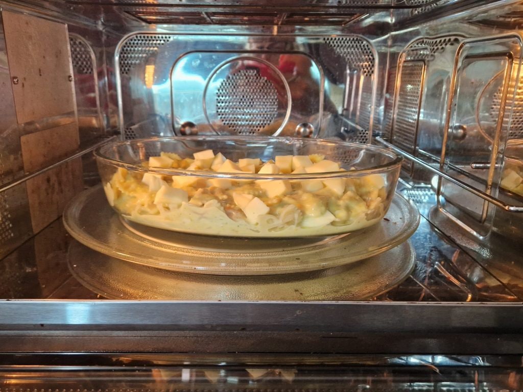 As Farfalle gratinadas com flores de abóbora