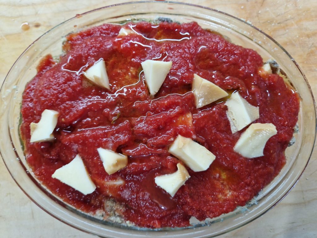 A parmigiana com cogumelos pleurotus