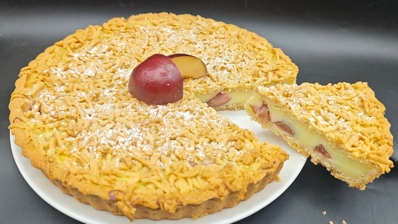 Torta de creme e ameixas