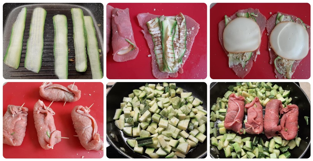 rolês de carne com abobrinha e scamorza