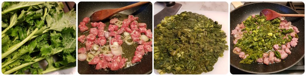 cavatelli com folhas de nabo e taleggio