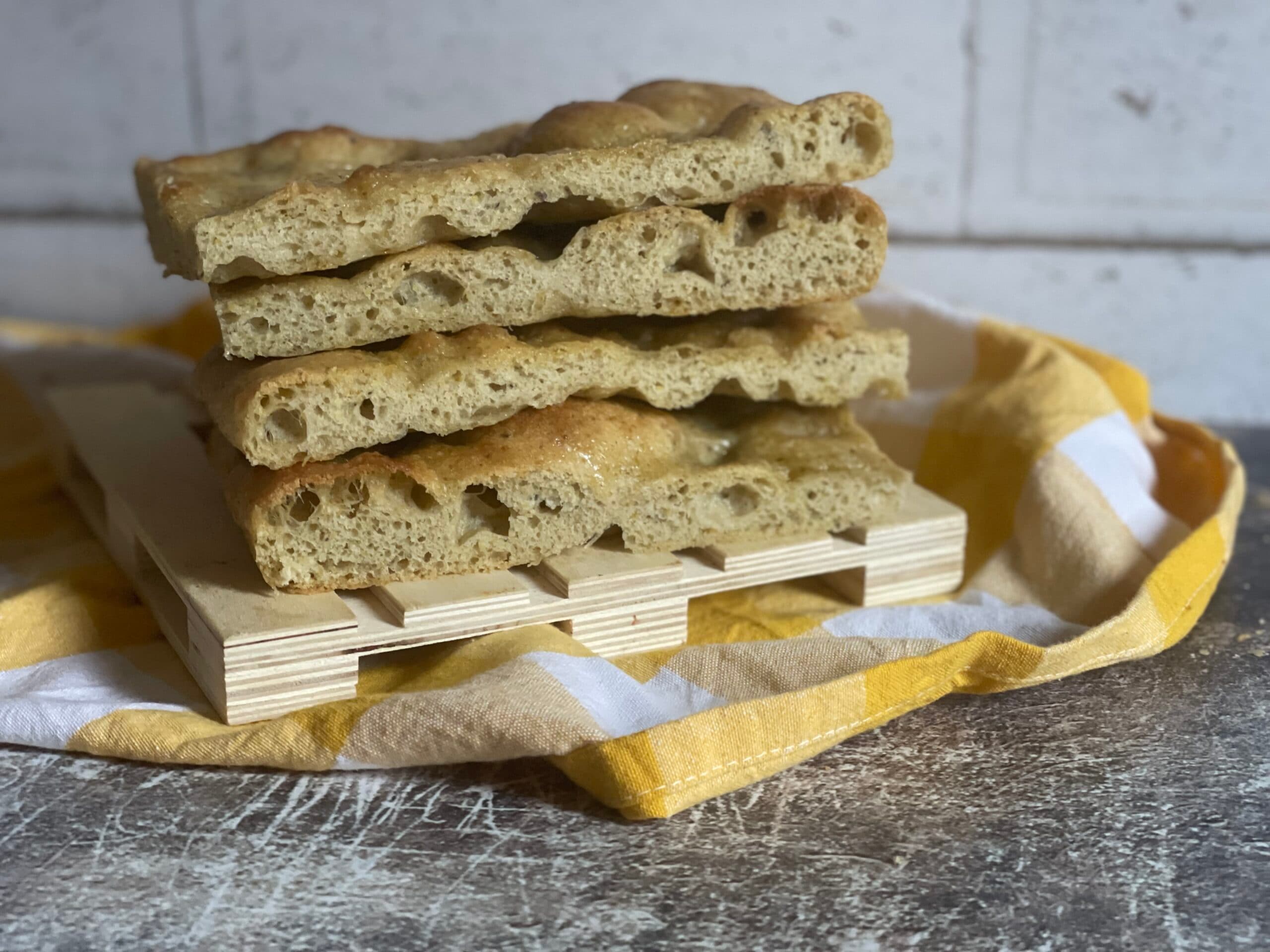 Focaccia de pistache com fermento natural