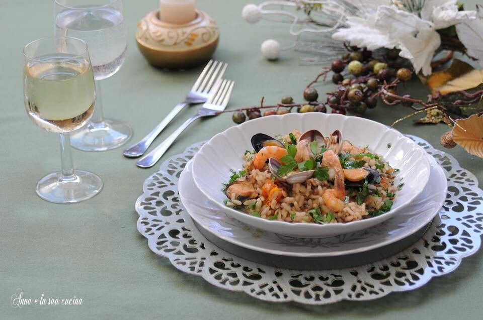 Risoto à pescadora com pouco tomate