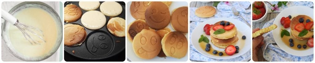 Panquecas com xarope de bordo e frutas