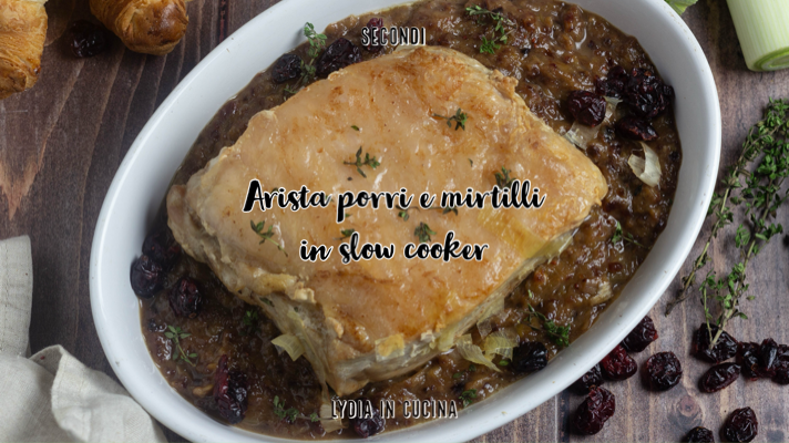 Lombo de porco com alho-poró e cranberries na slow cooker