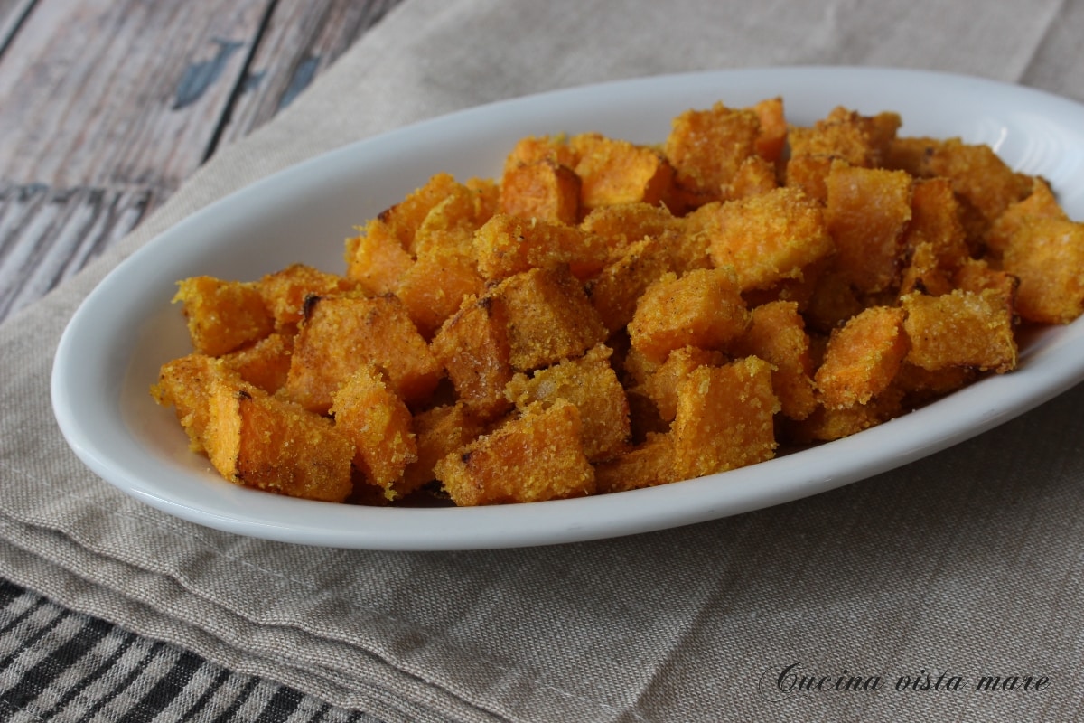 Abóbora crocante na fritadeira a ar