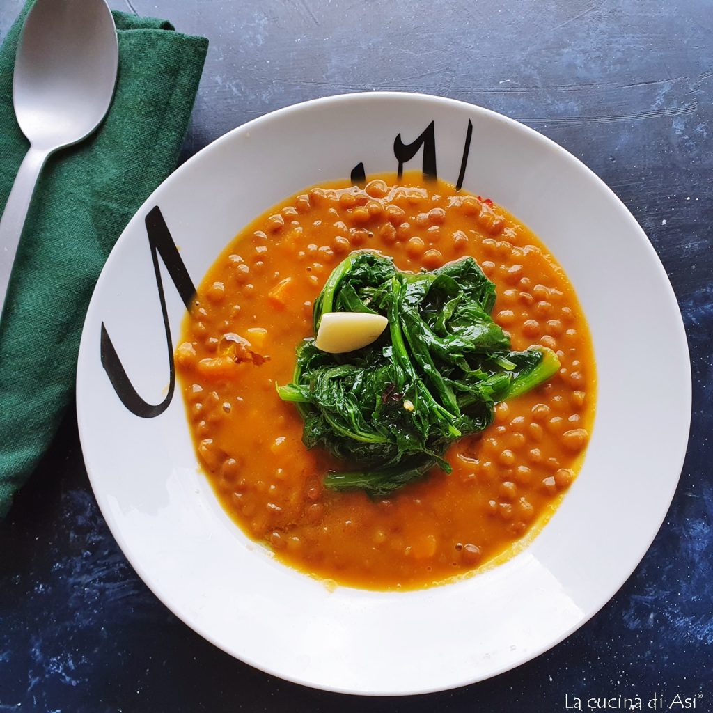 Abóbora-lenticchie-e-cime-di-rapa-spadellate