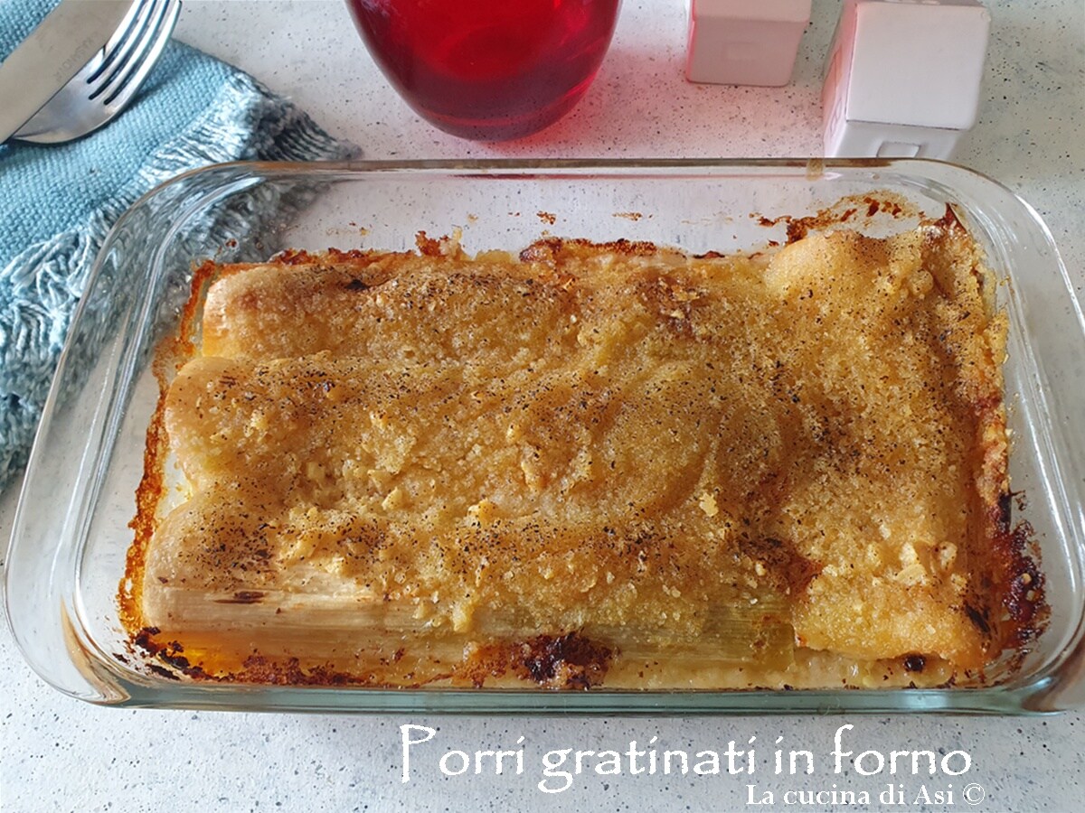 Alho-poró gratinado no forno