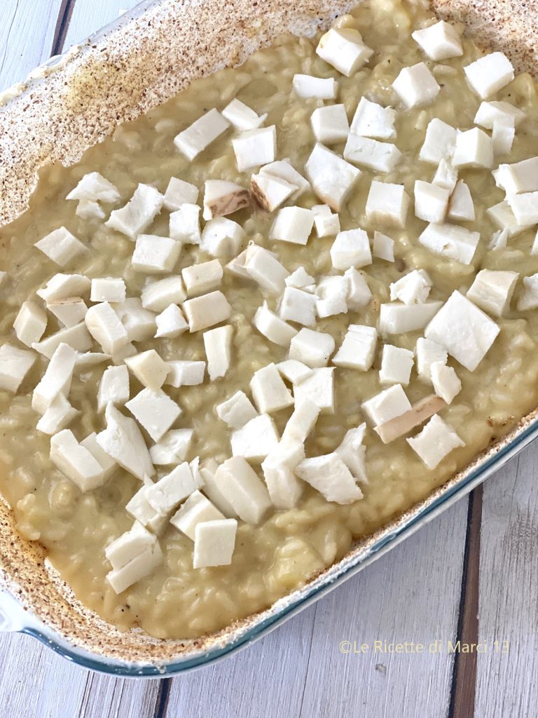 Arroz cremoso ao forno com provolone e batatas