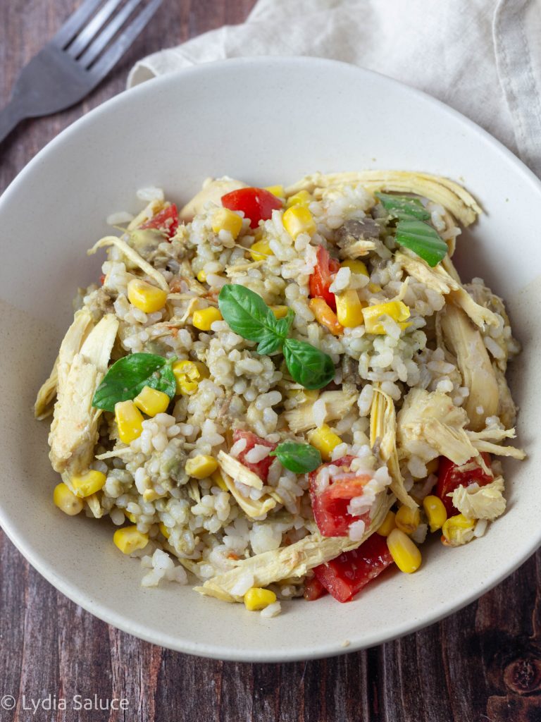 Arroz de Verão com Frango, Milho e Abacate