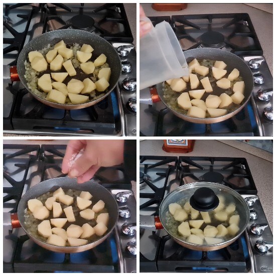 Bacalhau com batatas e azeitonas, preparação