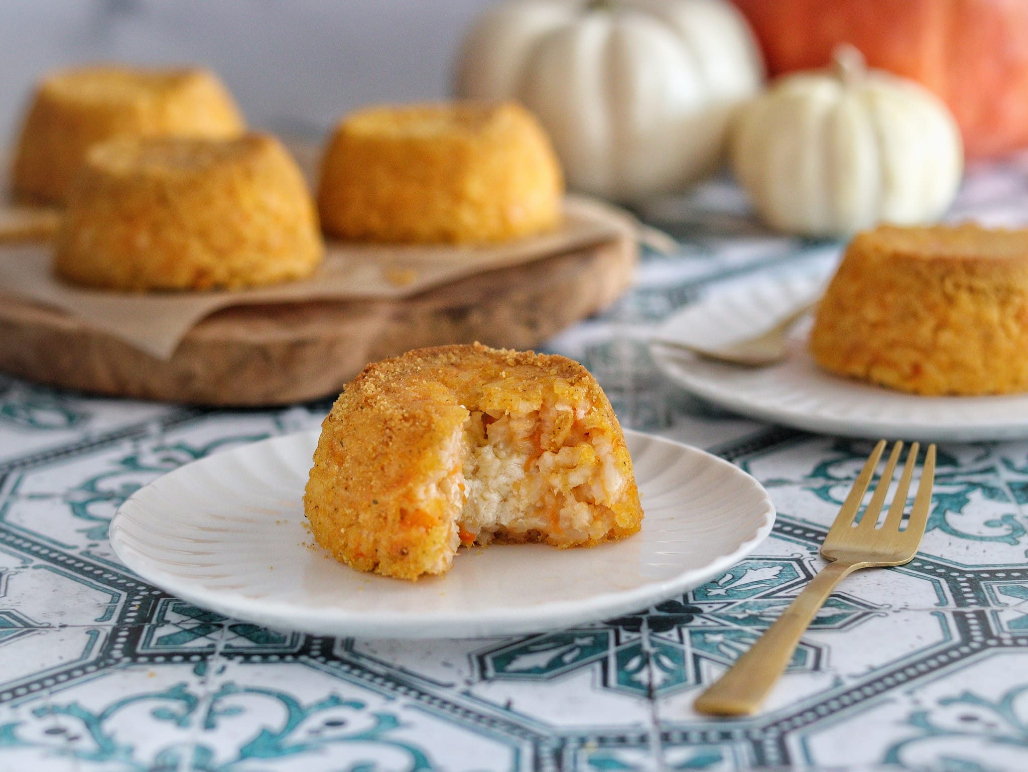 Bolinho de arroz com abóbora e gorgonzola