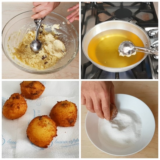 Preparação dos bolinhos de sêmola
