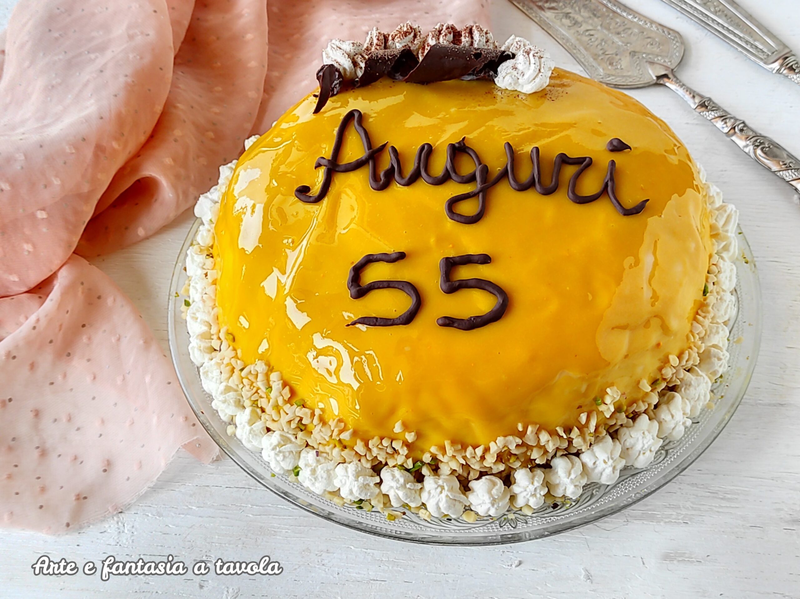 Bolo Espelhado Amarelo Parabéns