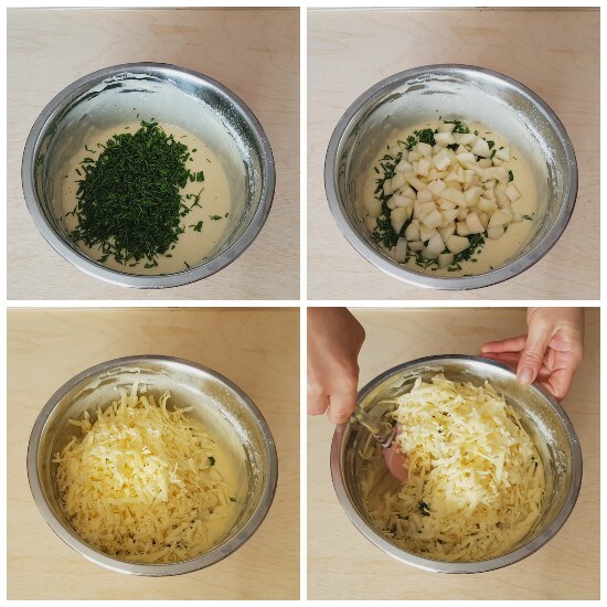 Bolo de ameixa salgado com queijo, preparo