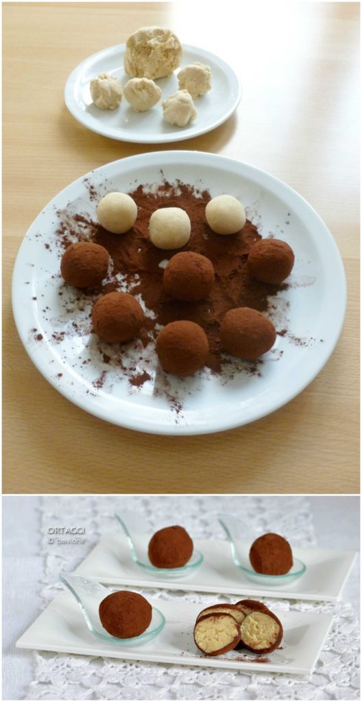 Bombom de tiramisù, trufas de mascarpone, bolinhas de docinhos, trufas com cacau