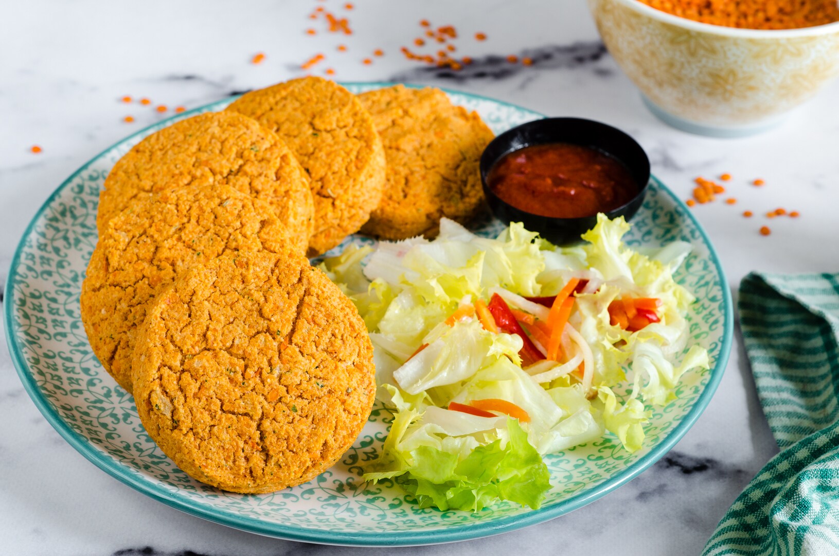 Burger de lentilhas vermelhas, apenas 6 ingredientes para prepará-los!