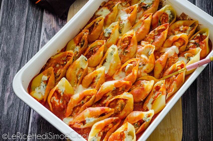 Conchiglioni ricota e espinafre sem molho bechamel