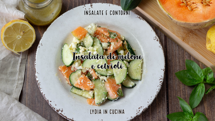 Salada de melão e pepino com feta grega
