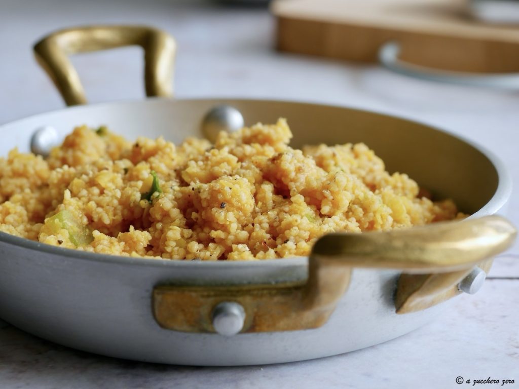 Dahl de lentilhas vermelhas sem leite de coco cuscuz integral