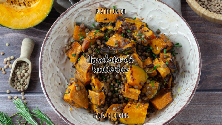 Salada de lentilhas com abóbora e batata-doce