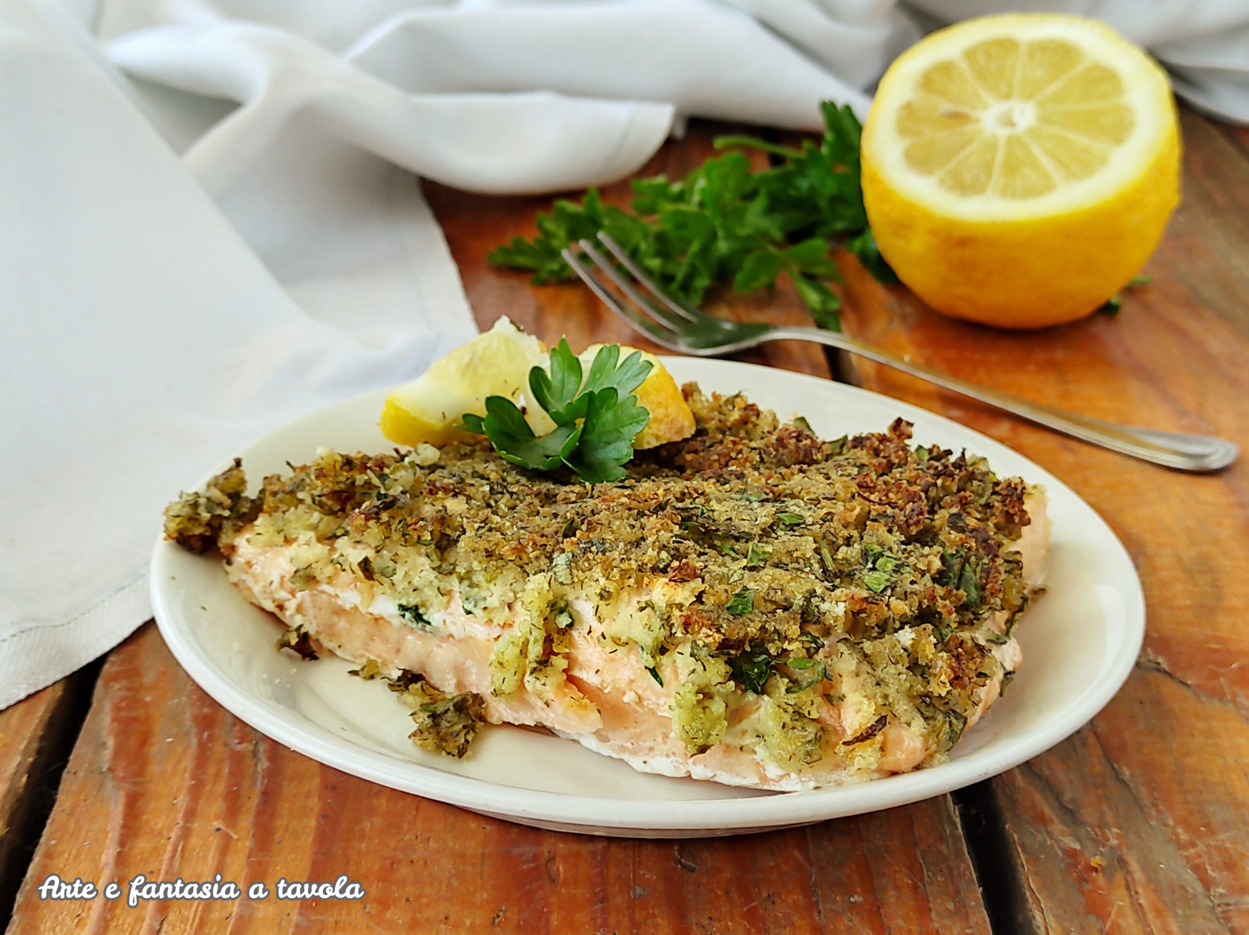 Filés de salmão gratinados no forno