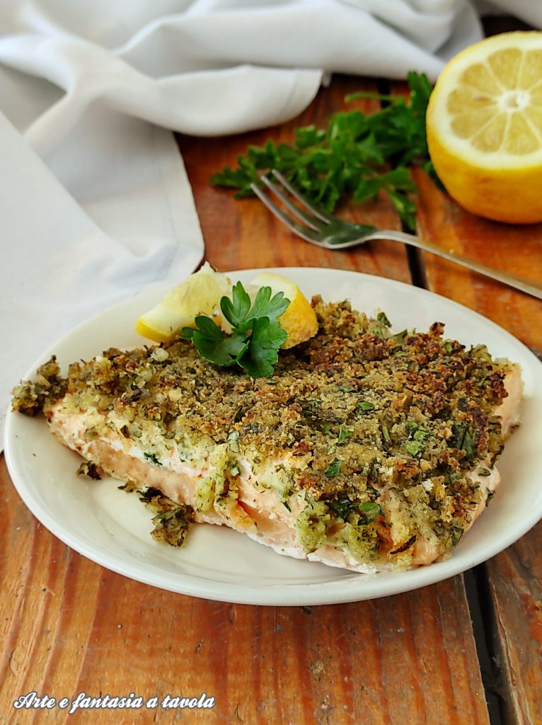 Filés de salmão gratinados no forno