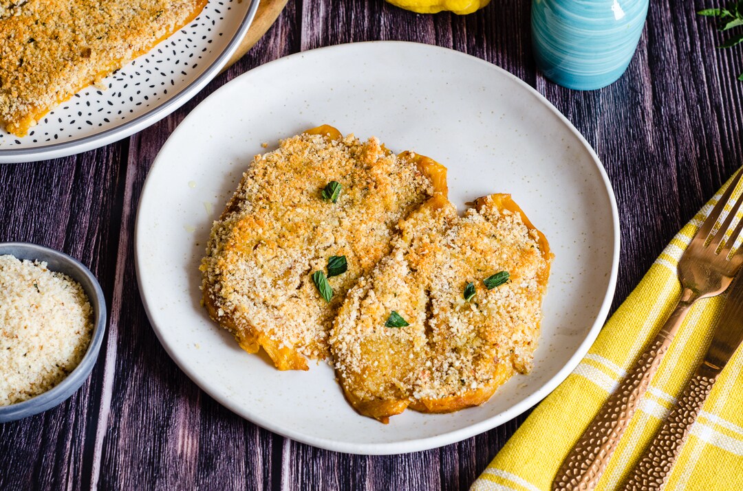 Filés de pimentões gratinados no forno