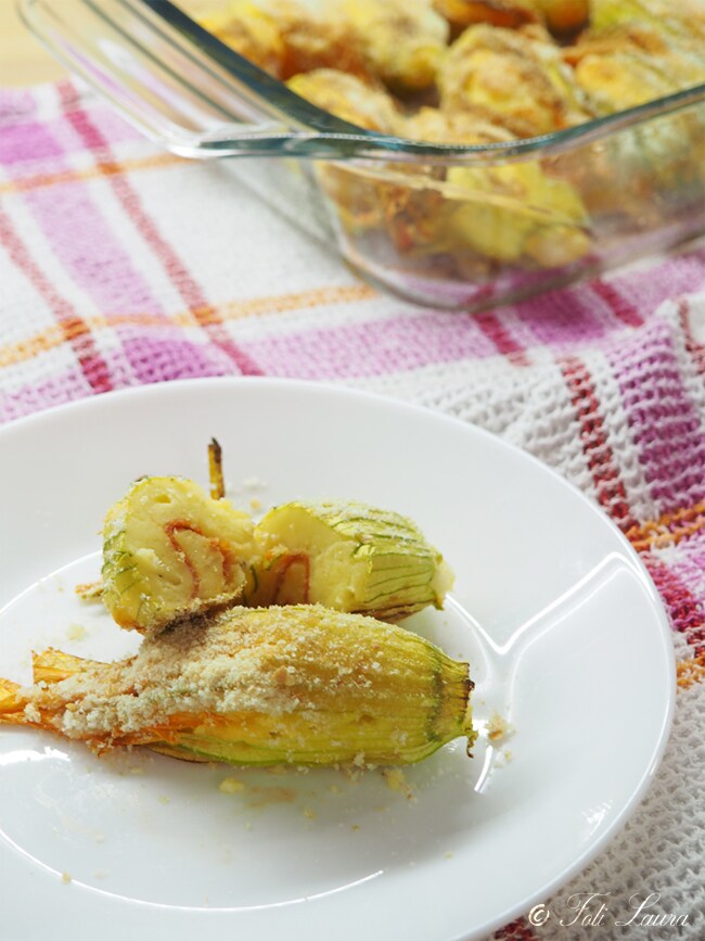 flor de abóbora recheada com batata e salame picante