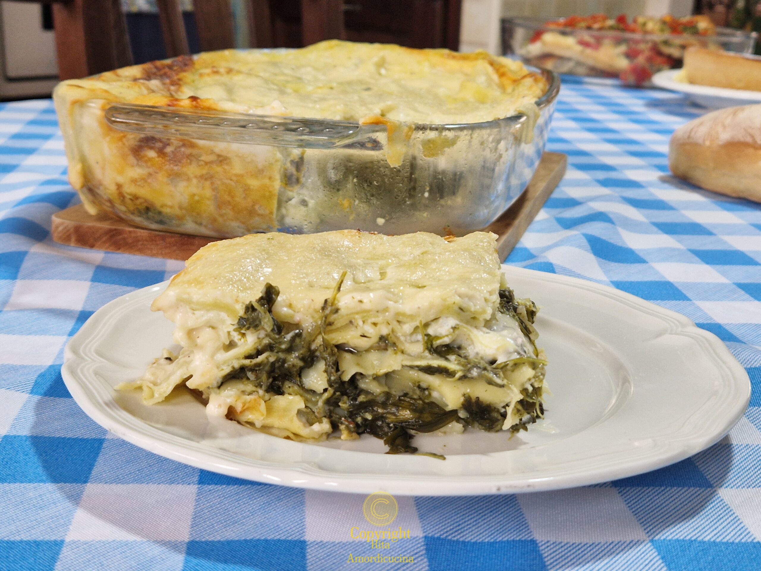 A lasanha FiberPasta ricota e espinafre