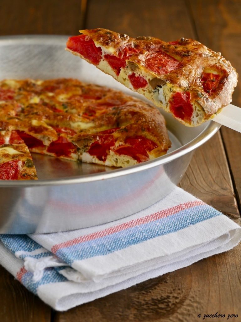 Frittata assada com tomatinhos e azeitonas sem queijo