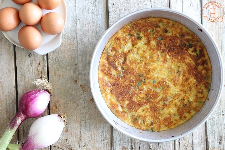 Frittata de cebola na fritadeira a ar