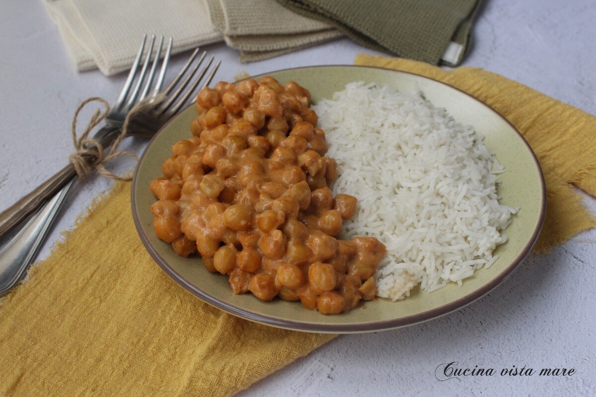 Grão-de-bico cremoso com arroz basmati