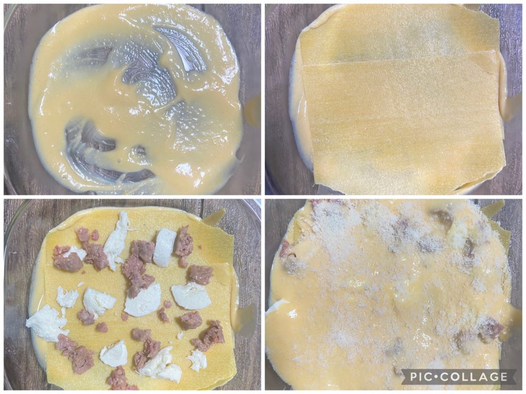 lasanha com creme de abóbora e linguiça