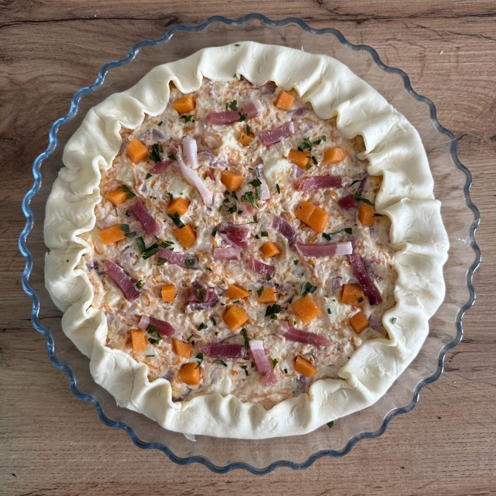 torta salgada de abóbora e speck