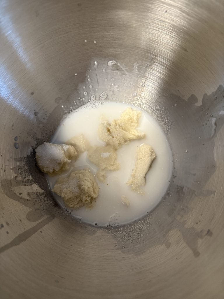 fermento natural e metade dos líquidos