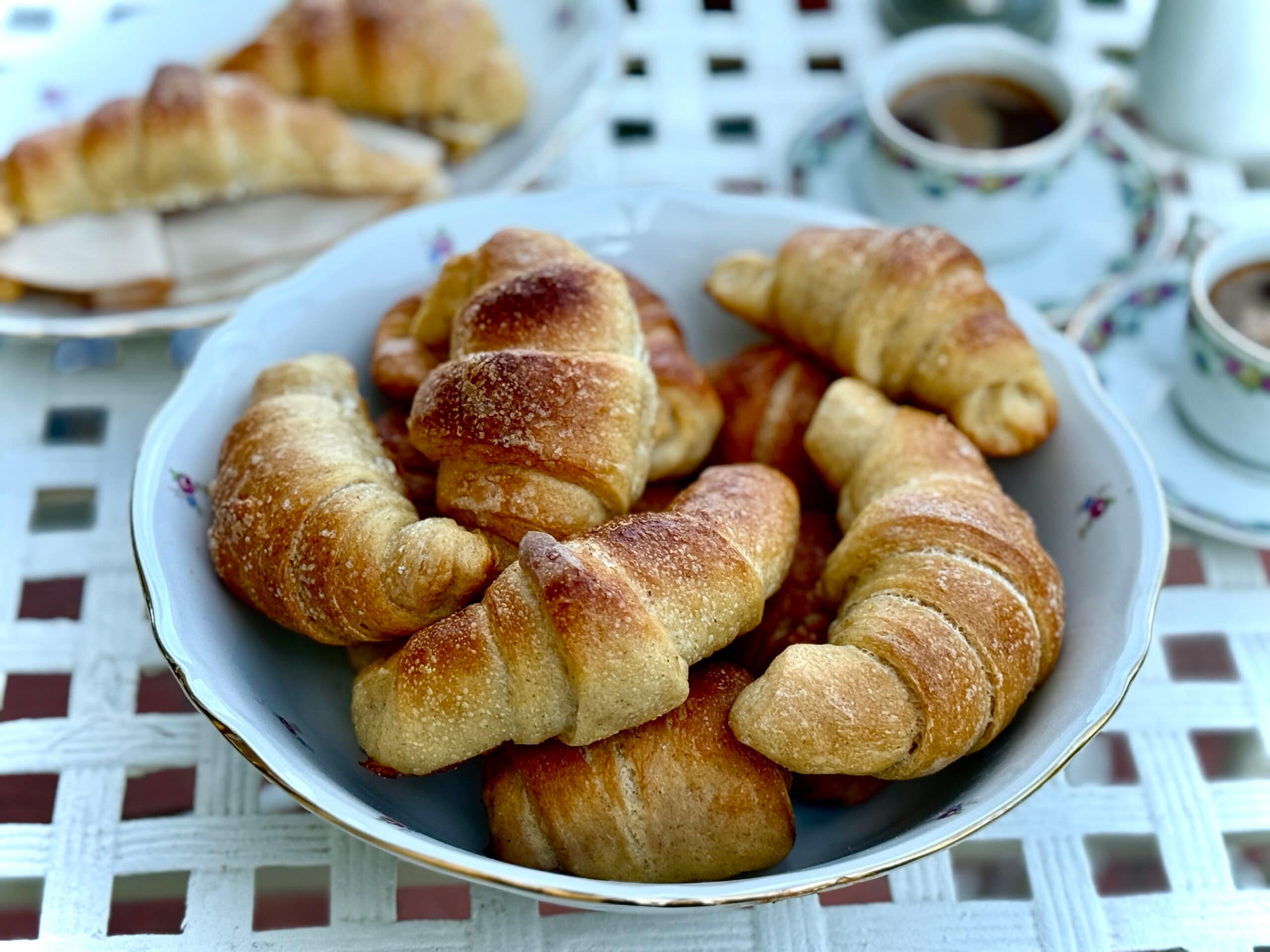 Croissants de pão light com fermento natural