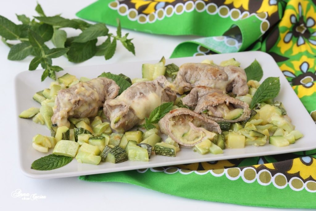 Rolês de carne com abobrinha e scamorza