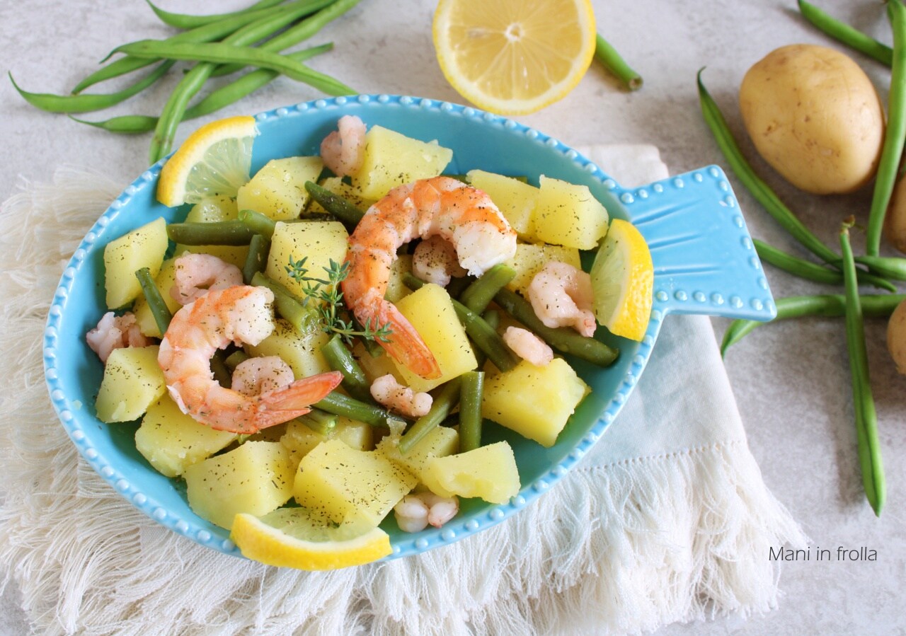 Salada com Vagem, Batatas e Camarões