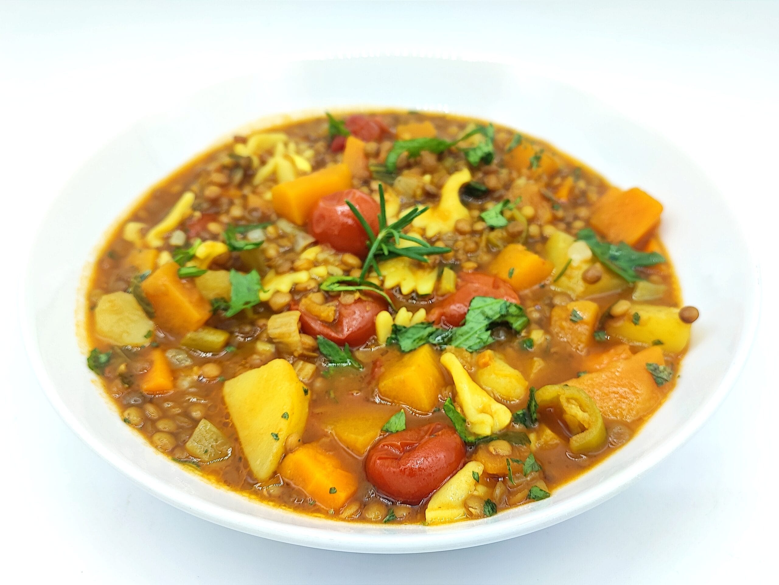 Sopa de lentilhas e abóbora