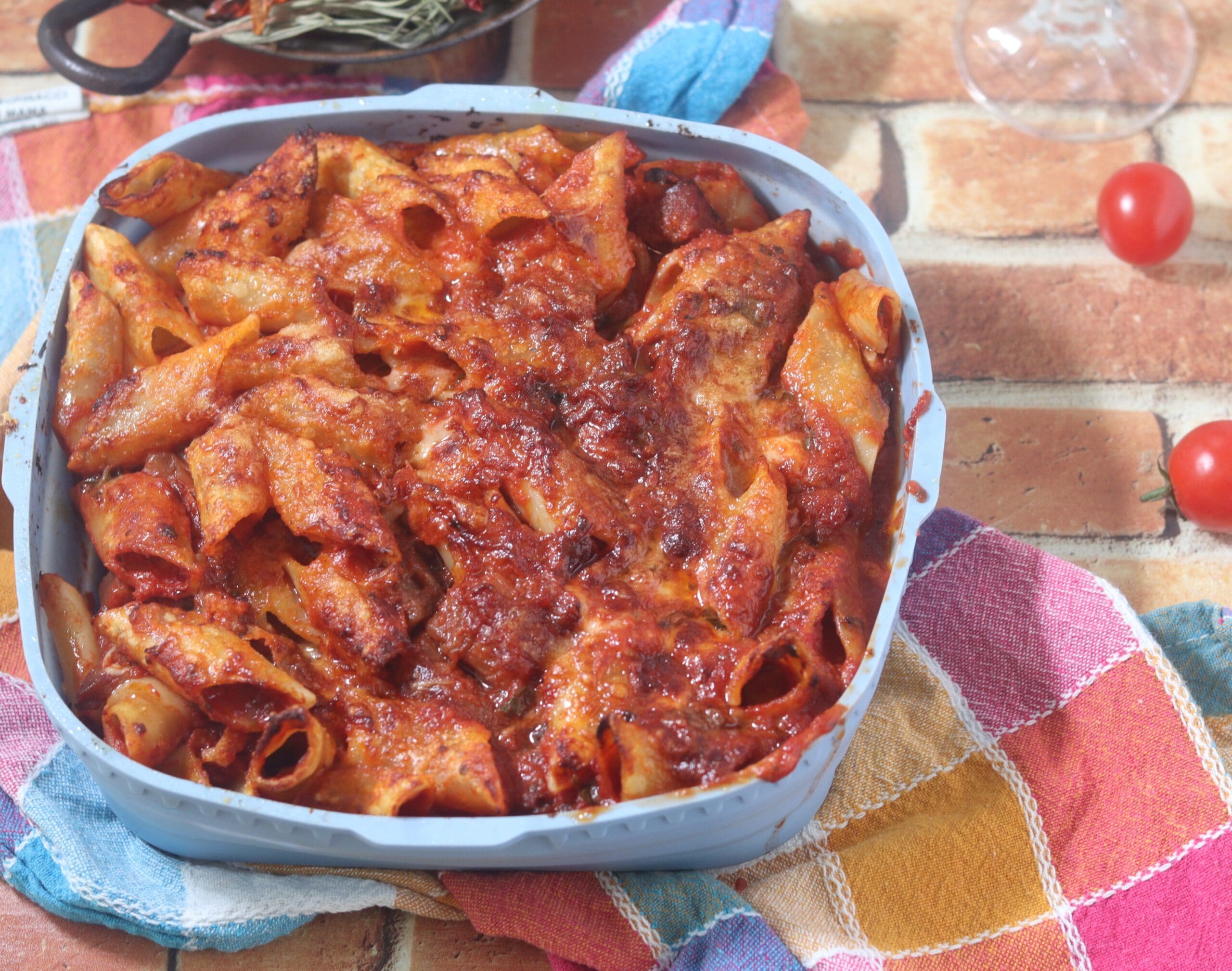 Macarrão com berinjela na fritadeira sem óleo