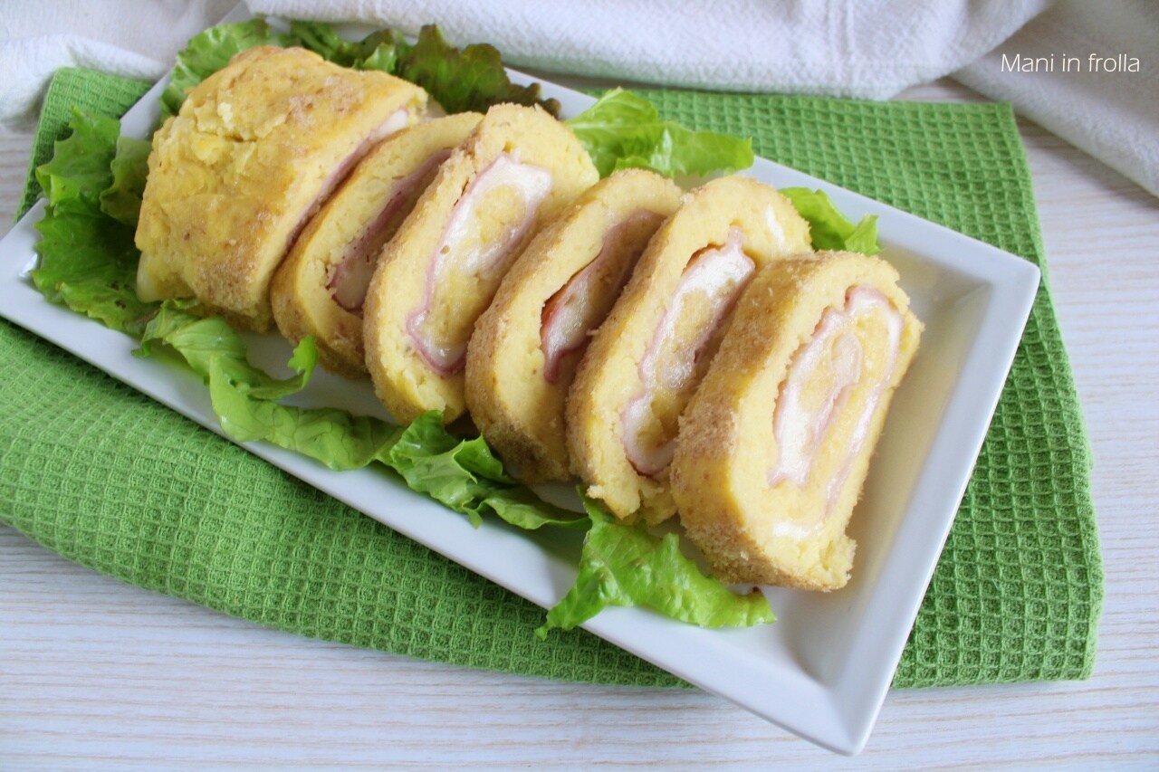 Rocambole de Batata com Presunto e Queijo