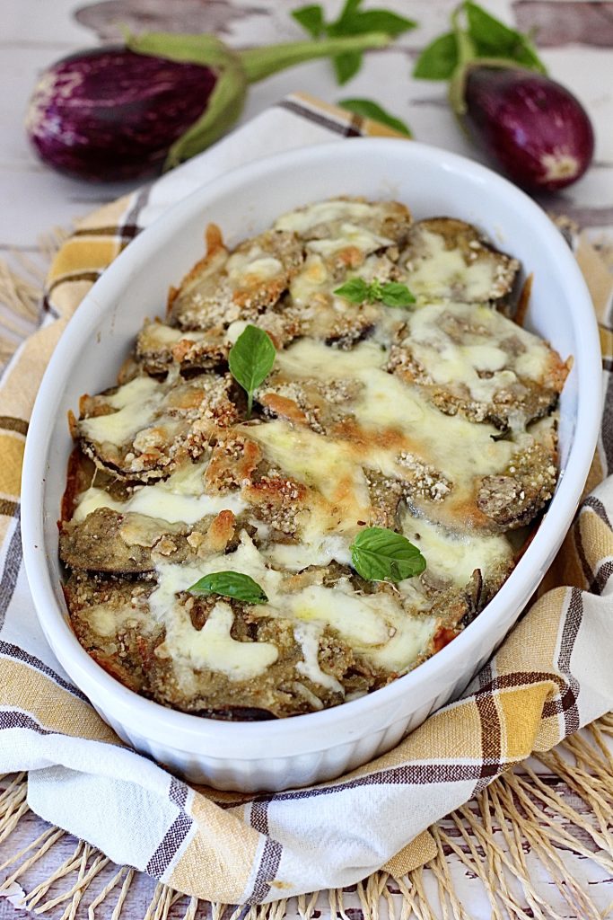 Parmigiana branca de berinjela sem fritura