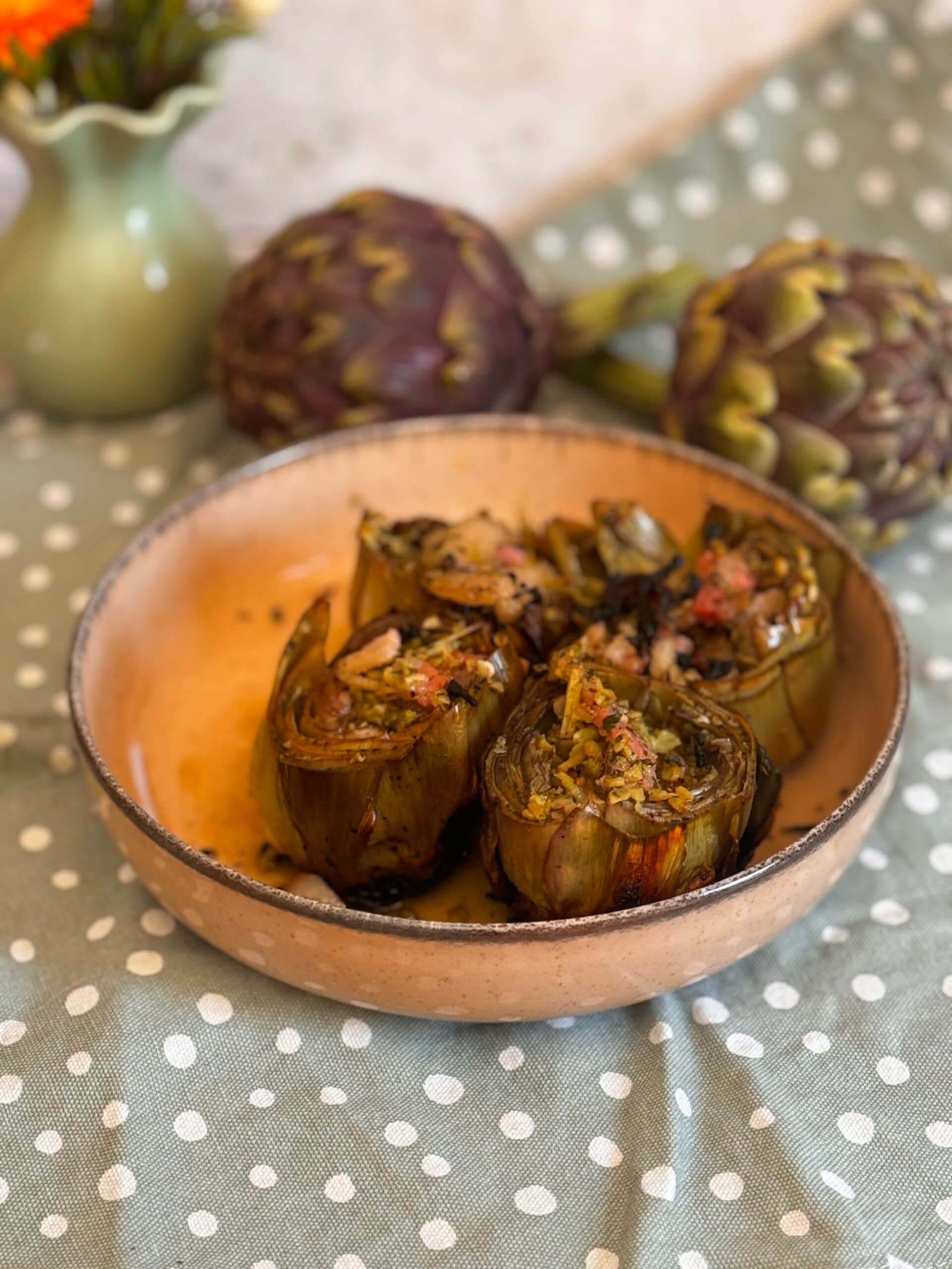 Alcachofras em pé à toscana